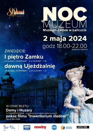 Plakat promujący Noc Muzeów na zamku w Łańcucie