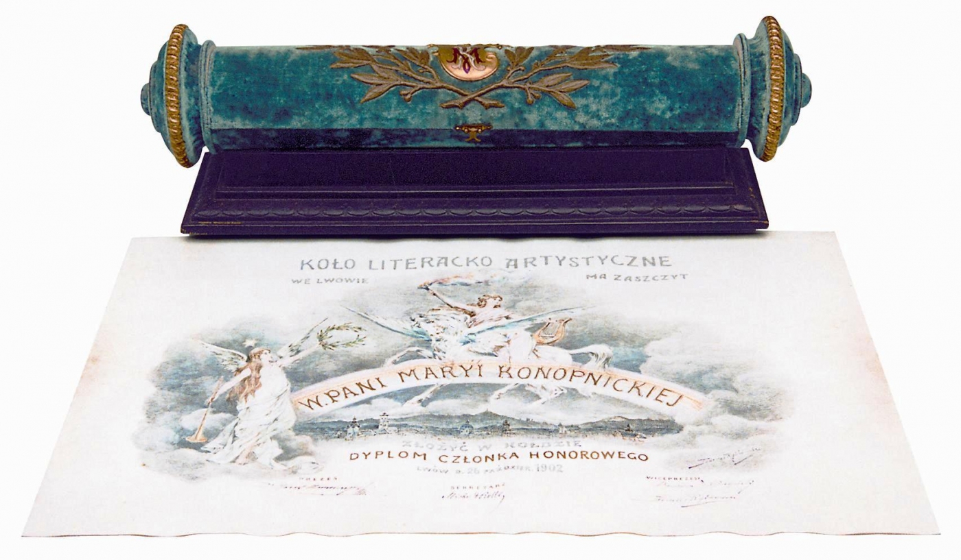 Dyplom członka honorowego koła literacko-artystycznego we Lwowie 1902 rok-Muzeum Marii Konopnickiej w Żarnowcu