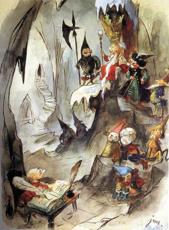 Kryształowa grota krasnoludków, ilustracja J. M. Szancer-Muzeum Marii Konopnickiej w Żarnowcu