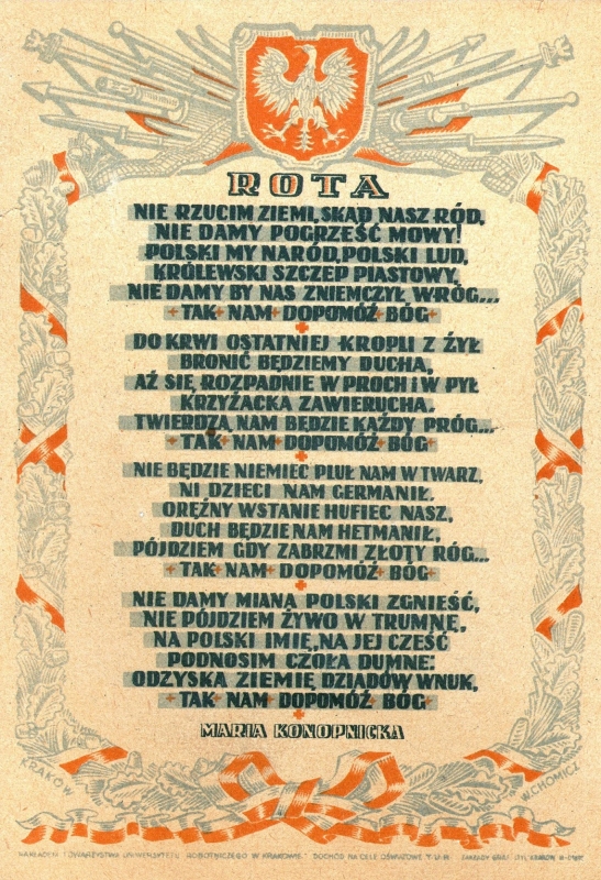 Pełny tekst Roty Marii Konopnickiej w opracowaniu Witolda Chomicza 1942-1944 rok-Muzeum Marii Konopnickiej w Żarnowcu