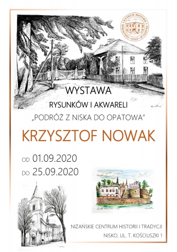 Wystawa rysunków i akwareli Krzysztofa Nowaka „Podróż z Niska do Opatowa” – poleca PIK