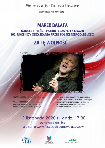 Marek Bałata – koncert patriotyczny online w WDK w Rzeszowie