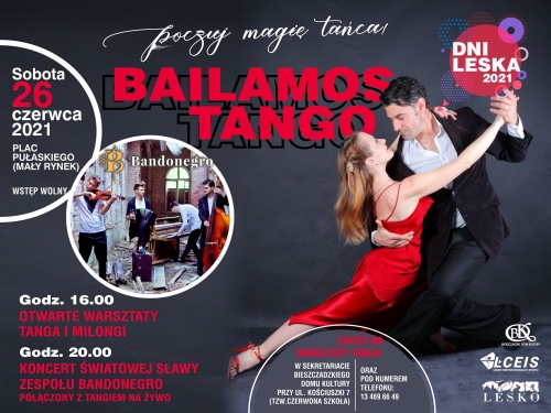 Tancerze tango oraz drugie zdjęcie zespołu muzycznego który zagra na koncercie