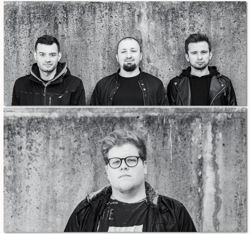 Na czarno-białym zdjęciu czterech muzyków zespołu