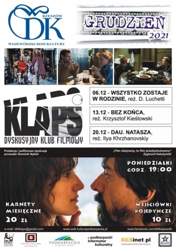 DKF KLAPS zaprasza w grudniu na kolejne projekcje filmowe