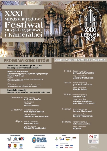 XXXI Międzynarodowy Festiwal Muzyki Organowej i Kameralnej 