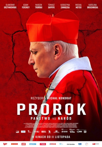 Plakat do wydarzenia. Zdjęcie w czerwonym stroju kardynała Wyszyńskiego