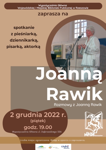 Spotkanie pieśniarką, aktorką, dziennikarką i pisarką Joanną Rawik w Wypożyczalni Głównej