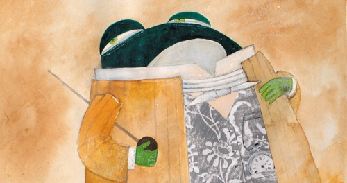 Grafika, kadr ilustracji postać z bajki - Połpanek z książki O krasnoludkach i o Marysi sierotce