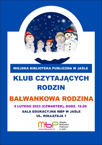 Bałwankowa rodzina – spotkanie Klubu Czytających Rodzin w MBP w Jaśle 