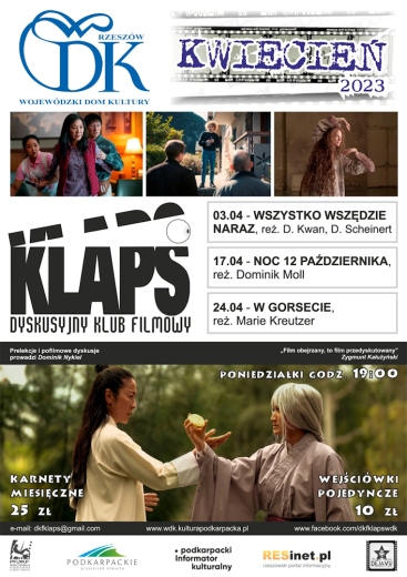 DKF KLAPS zaprasza w kwietniu na kolejne projekcje filmowe