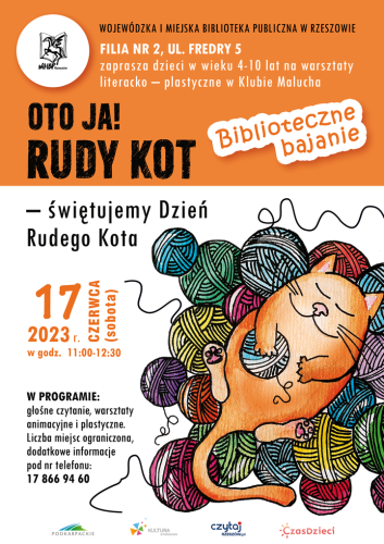 „Oto ja! Rudy kot" - świętujemy Dzień Rudego Kota w Klubie Malucha BIBLIOTECZNE BAJANIE