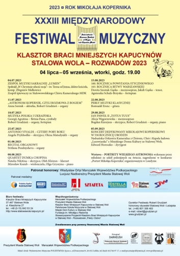 XXXIII Międzynarodowy Festiwal Muzyczny Stalowa Wola - Rozwadów 2023