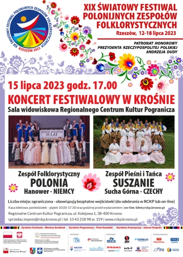 Plakat promujący występ w Krośnie w ramach festiwalu polonijnego