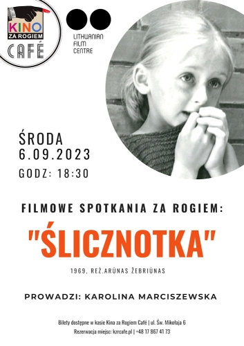 Plakat promujący film ślicznotka czarno-biały kadr z filmu oraz podstawowe dane