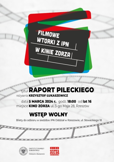 Plakat promujący pokaz filmowy organizowany przez IPN pt. Pilecki